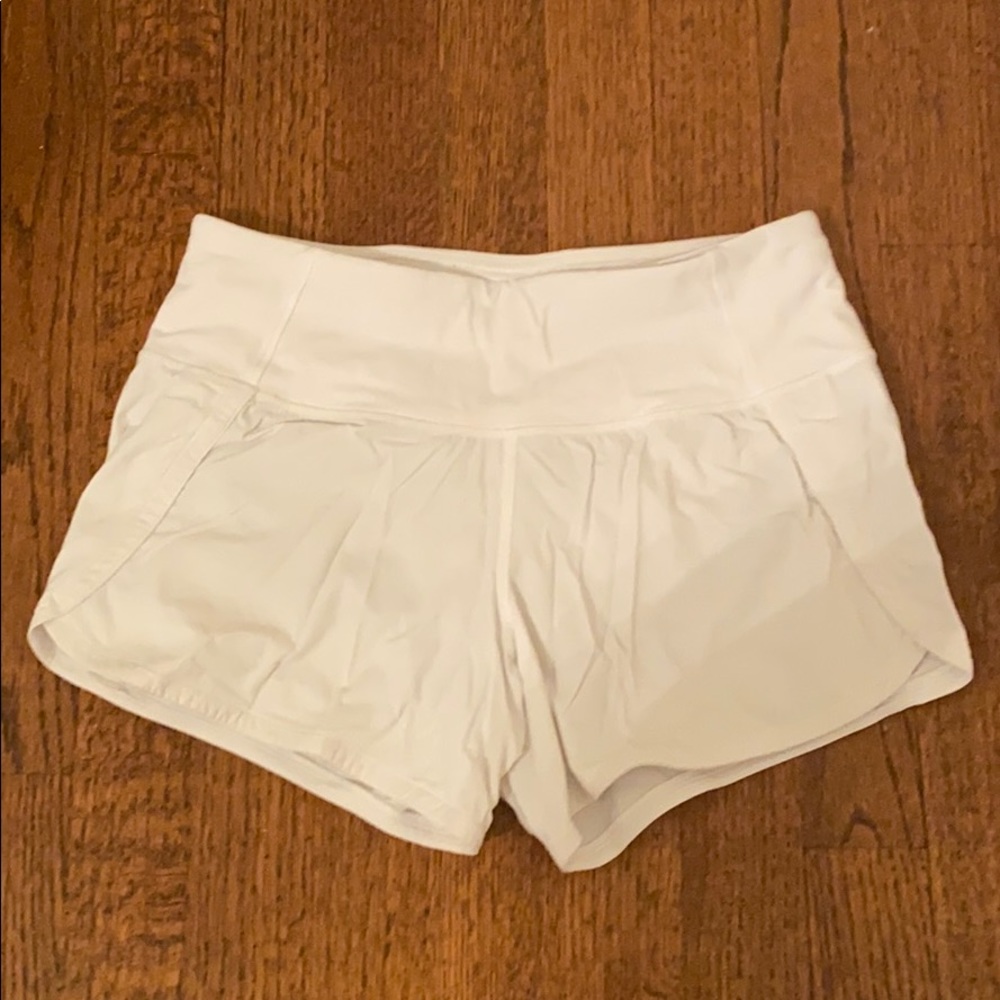 White lululemon speed up shorts